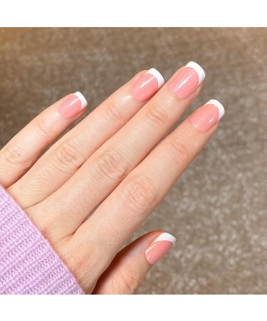 Novo Ovo Press On Nails - Short Oval Nude Pink Orange French Tips | Artificial Fingernails for Valentine's Day - Buy Online on GoSupps.com