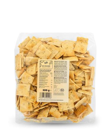 KoRo - Organic Cracker Rosmarin 500g - Knackiges Gebäck auf Weizenbasis - Mit würziger Rosmarinnote - Perfekt zu Wein, Aperitiv oder Käse