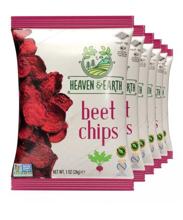 Heaven & Earth Beet Chips 1oz (6 Pack) Crisp and Delicious | Gluten Free | Certified Kosher (including Passover) Beet 0.98 Ounce (Pack of 6)