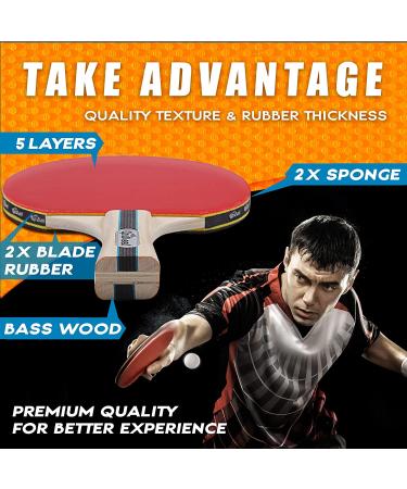 Upstreet Professional Ping Pong Paddles Set for Indoor and Outdoor Recreational Games - Black Ping Pong Balls Included - Buy Online on GoSupps.com