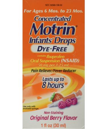 Motrin Pain Reliever/Fever Reducer Infants' Drops Concentrated Dye-Free Berry Flavor (Pack of 2)
