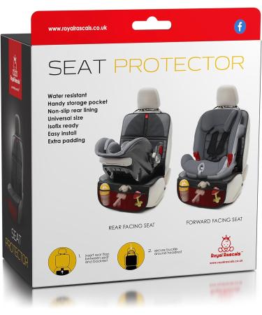 Royal Rascals Car Seat Protector - Padded Cover with Headrest Fastener, Organizer Pockets & Liners - Universal Fit for Cars - Black & Red - Buy Online on GoSupps.com