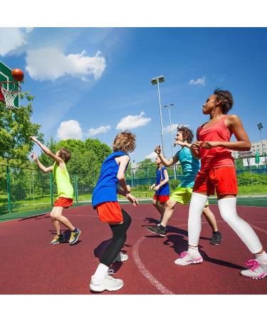 Kids Compression Leg Sleeves - Non-Slip UV Protection for Youth Basketball and Running - Black/White - Medium - Buy Online on GoSupps.com