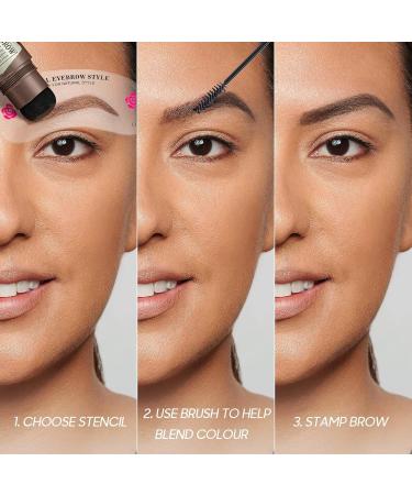 Eyebrow Stamp Stencil Kit - Waterproof Long-Lasting Brow Shaping with 24 Reusable Stencils - Perfect Natural Light Brown Eyebrows - Buy Online on GoSupps.com