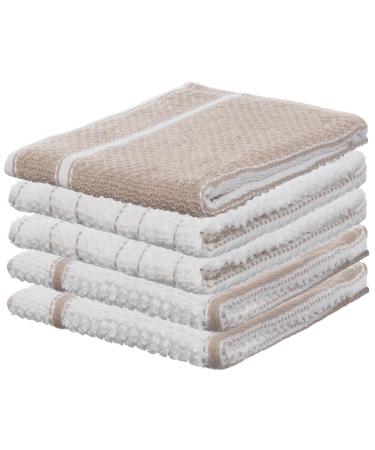 Brandselle 5 Pack terry -kitchen towel dish towel 100% cotton - absorbent quick -drying hard -to -wear - size: approx. 45x65 cm - beige 5 -pack beige