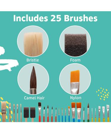Artlicious Paint Brushes - 25 Pack Acrylic and Detail Brushes for Kids - Ideal for Watercolor, Oil, Craft, Face & Rock Painting - Buy Online on GoSupps.com