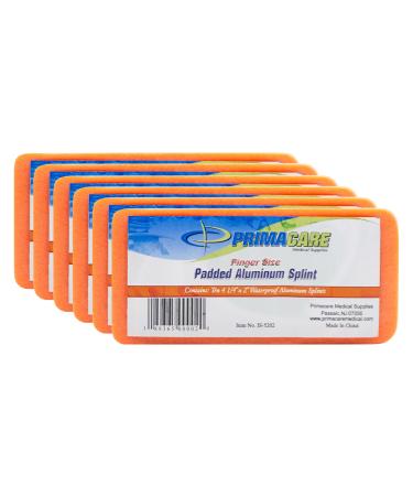 Primacare IS-5202 (Pack of 10) Padded Aluminum Finger Splints Finger Brace for Pain Relief Sport Injuries Basketball Finger Buddy Wraps for Broken Swollen Fingers or Dislocated Joint 2" Orange