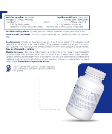 Pure Encapsulations Ashwagandha - Adaptogen Supplement for Focus & Memory* - With Ashwagandha Extract - 120 Capsules - Buy Online on GoSupps.com