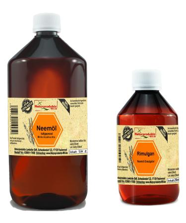 Neem oil cold pressed with Rimulgan 1.25 L liter (1250 ml) Neem oil with emulsifier