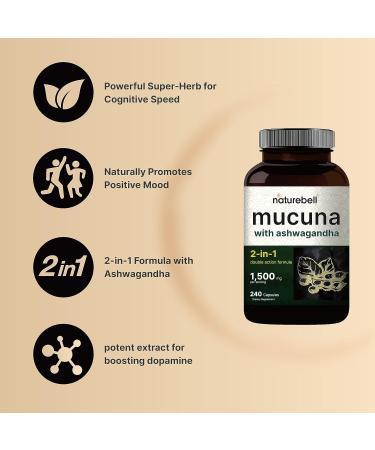2 Pack NatureBell Mucuna Pruriens Capsules 1500mg Per Serving Made with Mucuna and Ashwagandha 480 Capsules 2 in 1 Formula Contains Mucuna Pruriens Seeds for Mood Mind and Brain Health 240 Count (Pack of 2) - Buy Online on GoSupps.com