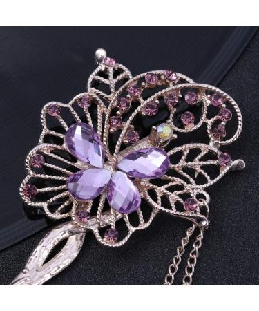 Shop Lurrose Rhinestone Hair Sticks | Vintage Crystal Butterfly Hairpins for Women & Girls - Purple - Buy Online on GoSupps.com
