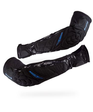 VIRTUE Breakout Elbow and Forearm Pads - Lightweight Multi-Sports Protective Arm Pads with Moisture Wicking Compression Sleeve Liner and High Density 3D Molded Foam for High Impact Protection - Black Large / X-Large