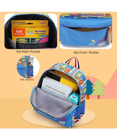 Willikiva Cartoon Bus Kindergarten Backpack with Leash | Waterproof Preschool Toddler Backpack for Boys and Girls (Car) - Buy Online on GoSupps.com