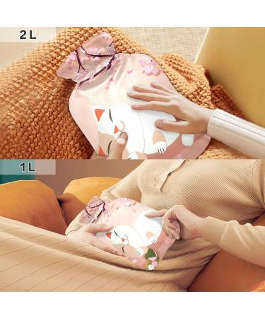 Maneki Hot Water Bottle with Cover - 1L Small Hot Water Bag for Pain Relief BPA Free Hot & Cold Compress - Buy Online on GoSupps.com