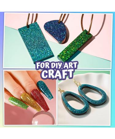 LEOBRO Holographic Fine Glitter Powder - 15 Colors for Resin Jewelry, Crafts & Cosmetics | Includes 10 Stir Spoons - Buy Online on GoSupps.com