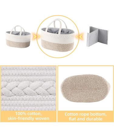 WHATWEARS Baby Diaper Caddy Organizer - Portable Cotton Rope Basket for Boys and Girls - Yellow Nursery Storage with Compartments - Buy Online on GoSupps.com