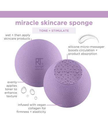 Real Techniques Miracle Skincare Sponge - Vegan Collagen Infused | Reusable Facial Sponge for Serums & Moisturizers | Purple, Vegan & Cruelty-Free | 1 Count - Buy Online on GoSupps.com