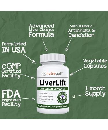 LiverLift Liver Cleanse & Detox Supplement | 60 Vege Capsules | Turmeric, Beetroot, Dandelion & More | Money Back Guarantee - Buy Online on GoSupps.com