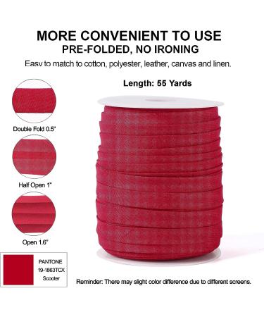 Double Fold Bias Tape 1/2 inch - 55 Yards Wine Red with 4 Fabric Chalks | Sewing Crafts Accessories - Buy Online on GoSupps.com