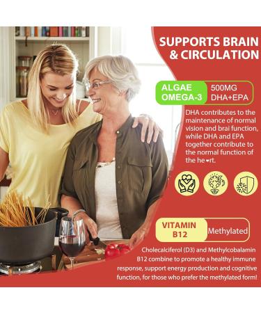 Plant-Based Vitamin D3 K2 Supplement Softgel - Vit D3 10000 Iu + Vitamin K2 Mk7 200 Mcg Algae Omega-3 Magnesium Vitamin B12 For Bone & Muscle Immune Support Max Absorption Easy To Swallow 1pack 120 Count (Pack of 1) - Buy Online on GoSupps.com