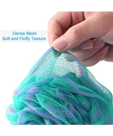 AmazerBath Exfoliating Body Scrubber Set - 4 Flower Color Loofah Sponges - Large Size - Green-Purple - Buy Online on GoSupps.com