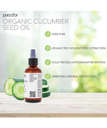 PURA D'OR Organic Cucumber Seed Oil 4oz - 100% Pure USDA Certified Cold Pressed Moisturizer for DIY Skin Care - Men & Women - Buy Online on GoSupps.com