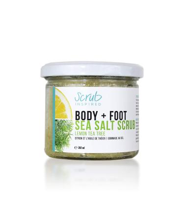 Lemon & Tea Tree Body & Foot Dead Sea Salt Scrub | Hydrating Natural Exfoliating Scrub | Foot salt scrub | body exfoliant | 100% all natural vegan exfoliant no artifical fragrances | 282g