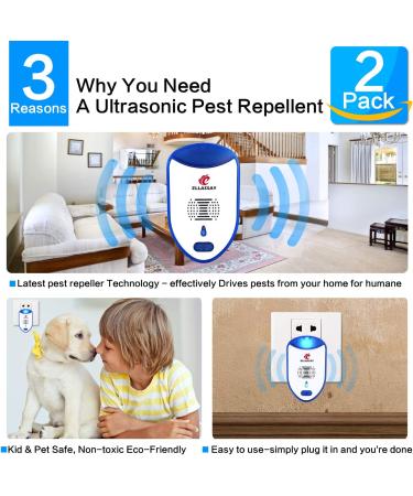 ELLASSAY Ultrasonic Pest Repeller - 2 Pack Indoor Electronic Plug-in Pest Control Repellent - Buy Online on GoSupps.com