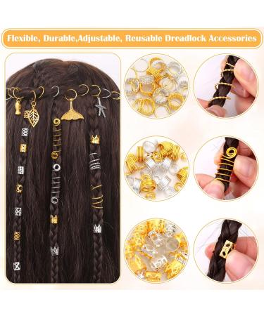 Qinzave 292-Piece Braid Accessories Set | Gold & Silver Pendant LOC Jewelry Dreadlock Accessories for Men Women & Girls - Buy Online on GoSupps.com