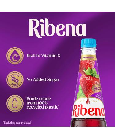 Ribena Strawberry Squash 850ml - Real Fruit, Rich in Vitamin C | No Added Sugar | No Artificial Colours or Flavours | Eco-Friendly 100% Recycled Bottle - Buy Online on GoSupps.com