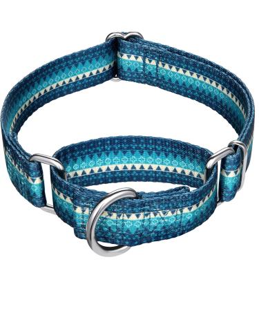 Dazzber martingale collars for dogs turquoise green neck circumference 27.9 cm - 38.1 cm hard -wearing no pulling no escaping dog collar for small to medium -sized dogs small 5/8 inch wide turquoise green