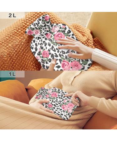 Hot Water Bottle with Cover - Leopard Print 2L Large Bag for Pain Relief & Cold Compress - International Shipping Available - Buy Online on GoSupps.com