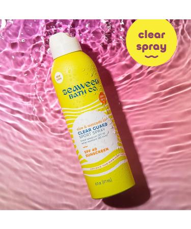 Seaweed Bath Co. Clear Guard SPF 40 Sport Sunscreen Spray 6oz | Broad Spectrum, Seaweed, Aloe, Avocado Oil - Buy Online on GoSupps.com