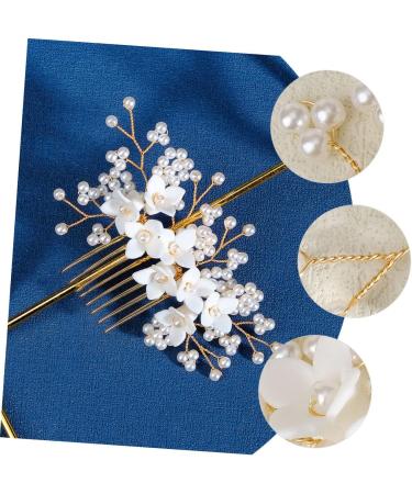 Ipetboom Bridal Comb Pearl Flower Hair Comb Wedding Headpiece for Bride Hair Gems for Women Bride Headpiece Pearl Hair Side Comb Hair Accessory for Women Hair up Miss Beautiful - Buy Online on GoSupps.com