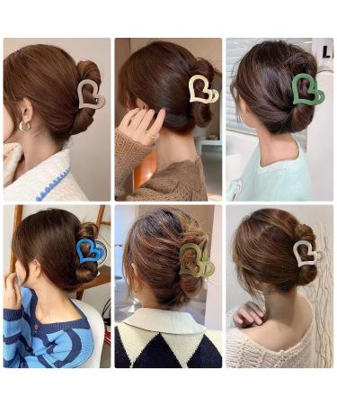 12 Pcs Heart Medium Claw Clips for Thin and Thick Hair - Strong Hold, Cute Heart Design, Non-Slip Jaw Clips in 12 Solid Colors for Women and Girls - Buy Online on GoSupps.com