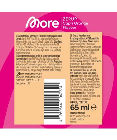 More Zerup Capri Orange Syrup - Sugar-Free Vegan Zero Calories 4x65ml | Real Fruit Extracts | For Up to 32L Finished Drink - Made in Germany - Buy Online on GoSupps.com