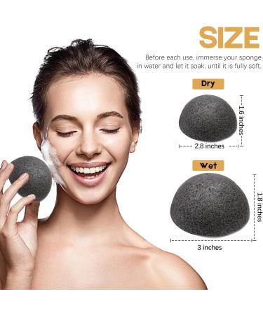 Konjac Organic Cleansing Exfoliating Facial Sponges Set Natural Activated Charcoal Konjac Face Scrubbers Sponge for Exfoliator Skincare Makeup Remover Body Washing for Oily Dry Sensitive Skin - Buy Online on GoSupps.com