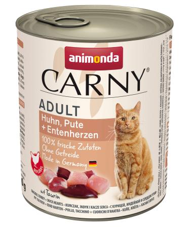 Animonda carny adult cat food wet food for adult cats chicken turkey + duck heart 6 x 800 g chicken turkey + duck heart 1 piece (6 Pack)
