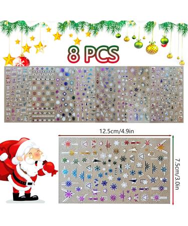8 Sheets 3D Christmas Nail Decals Christmas Nail Gold Silver Snowflakes Nail Stickers Gold Nail Art Stickers Snowflake Snowman Christmas Bell Tree Stick Elk for Christams Nail Decorations HOINCO Laser B - Buy Online on GoSupps.com