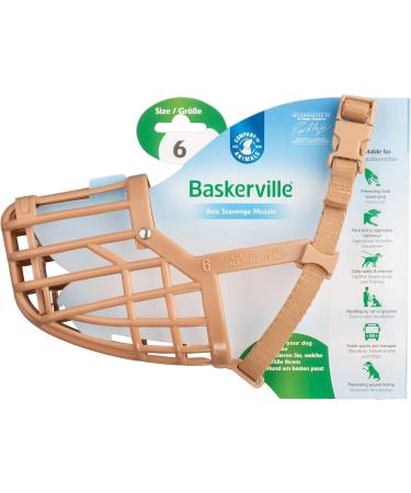 Baskerville Anti-Scavenge Muzzle Size 6 - Breathable & Safe Training Muzzle for Medium Dogs - Buy Online on GoSupps.com