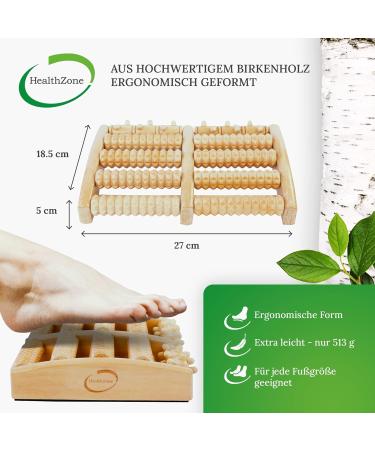 Health Zone Birch Wood Foot Massage Roller | Reflex Zone Therapy Device with Bag & Instructions - Buy Online on GoSupps.com