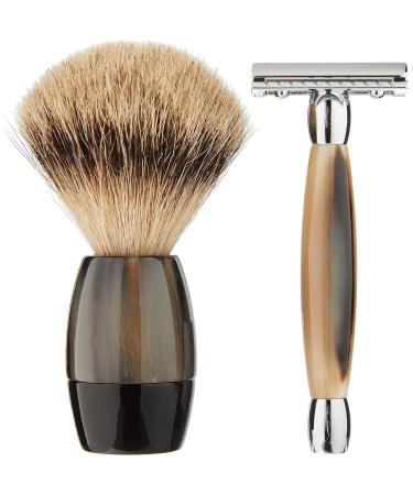 Buy Merkur 3-Piece Razor Set - Chrome & Cow Horn | Premium Wet Shaving Kit - Buy Online on GoSupps.com