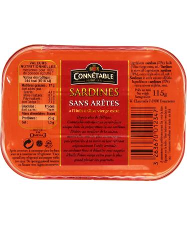 Conn table Boneless Sardines in Extra Virgin Olive Oil - 80.5g net drained can - Buy Online on GoSupps.com