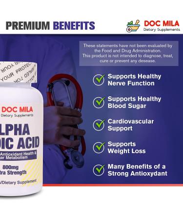 Extra Strength Alpha Lipoic Acid 800mg - 120 Caplets | Gluten Free, Vegan, Soy Free & Non-GMO - Buy Online on GoSupps.com