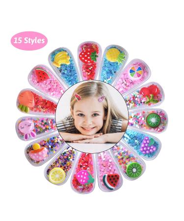 Pinsheng 15pcs Glitter Sequins Hair Clips - Cute Fruit Pattern Mini Hair Clips for Kids & Girls - International Shipping Available - Buy Online on GoSupps.com