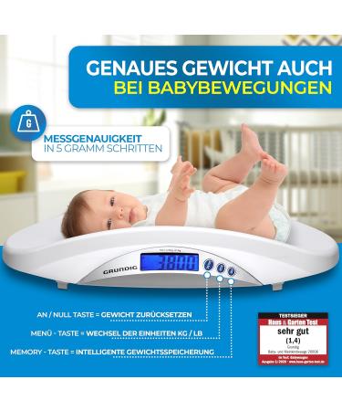 Buy Grundig Digital Baby Scale - High Precision Infant Weight Measurement in 5g Steps | Test Winner Baby Scales (White) - International Shipping - Buy Online on GoSupps.com