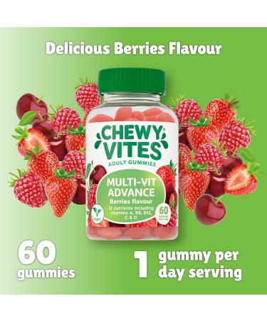 Chewy Vites Adults Multivitamin Advance | 60 Gummy Vitamins | 12 Essential Nutrients | 1-a-Day | 2 Months Supply | Real Fruit Juice | Vegan 60 count (Pack of 1) Adults Multivitamin Advance - Buy Online on GoSupps.com