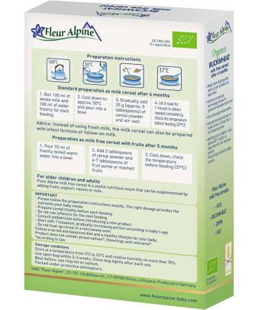 Fleur Alpine Beby Buckwheat Hypoallergenic Baby Food 175g - Made in Germany - Buy Online on GoSupps.com