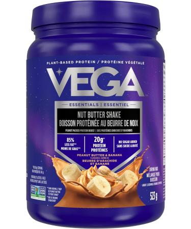 Vega Nut Butter Shake Peanut Butter and Banana (13 Servings) Vegan Protein Powder 20g Protein Real Food Ingredients No Added Sugar 523g