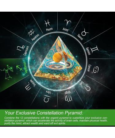Sagittarius Constellation Orgonite Pyramid with Tiger Eye Stone Birthstone - Astrology Energy Healing Meditation Gift - Buy Online on GoSupps.com